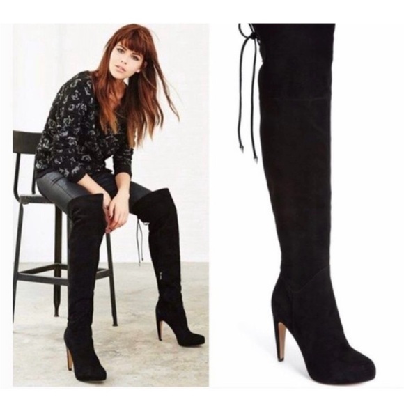 SAM EDELMAN KAYLA OVER THE KNEE SUEDE BLACK HILL SIZE 8 - Picture 2 of 16